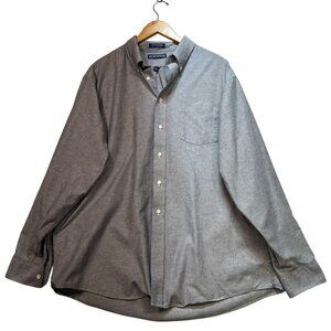 Brownstone Mens Oxford Dress Shirt Size XL 18 Neck Gray Classic Wrinkle-Free